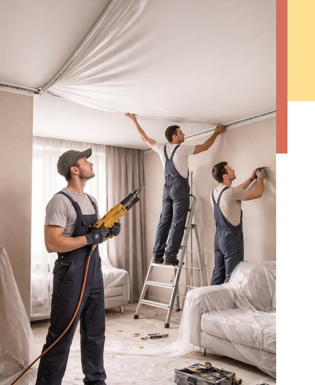 Установка натяжного потолка в Сарапуле от 4646 руб. | Быстро и недорого — ОТДЕЛОЧНИК-Срл