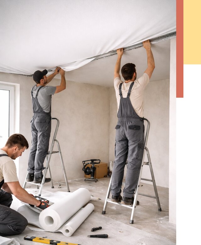 Монтаж тканевого натяжного потолка в Сарапуле от 3613 руб. под ключ | ОТДЕЛОЧНИК-Срл