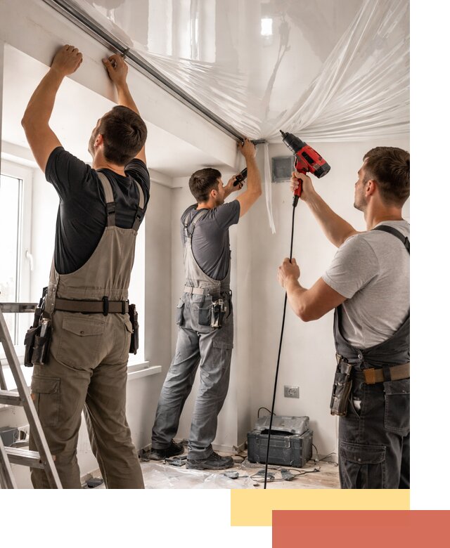 Монтаж глянцевого натяжного потолка в Сарапуле быстро и качественно