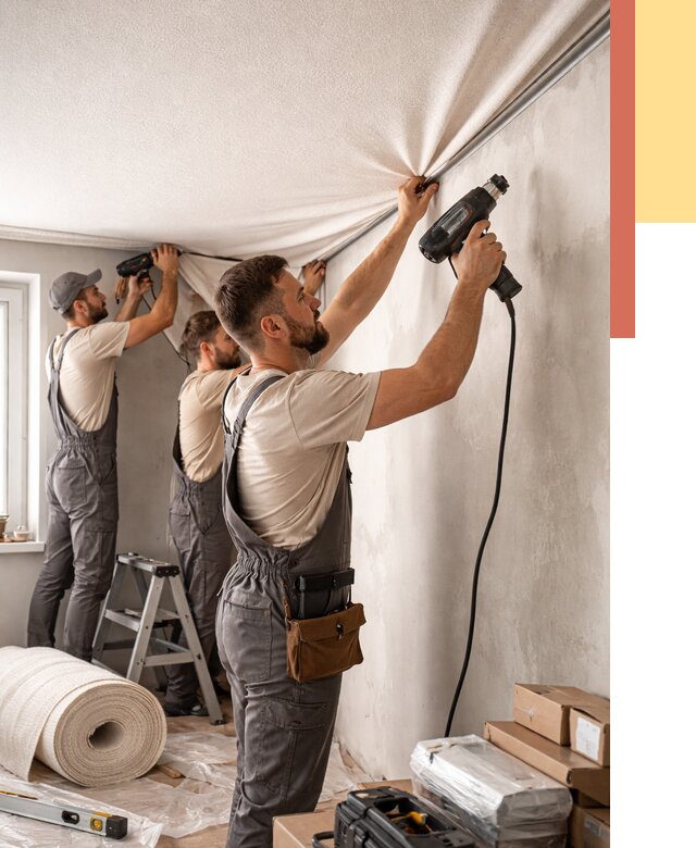 Монтаж фактурного натяжного потолка в Сарапуле от 774 руб. — ОТДЕЛОЧНИК-Срл