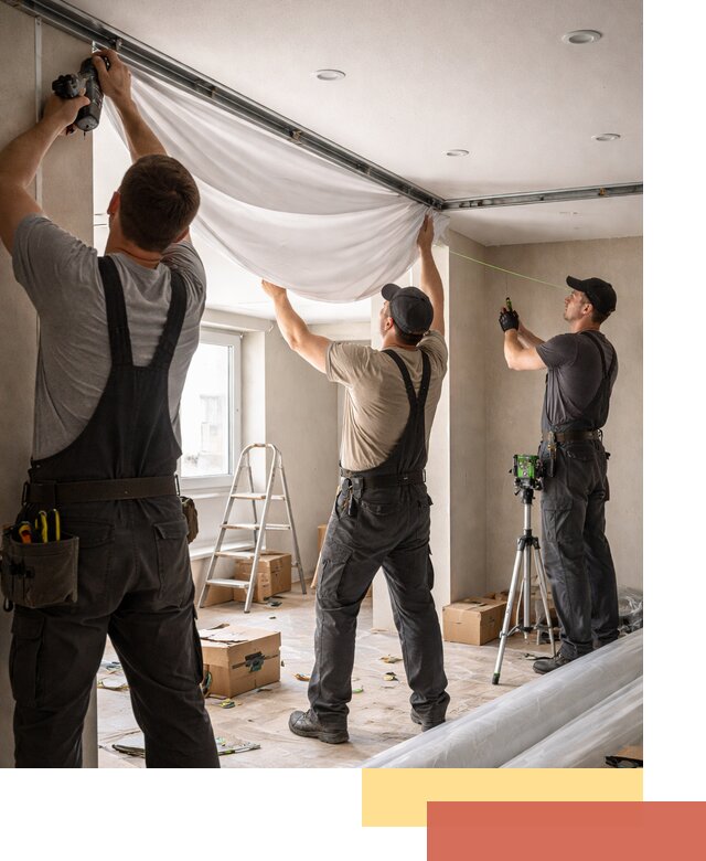 Монтаж парящего натяжного потолка под ключ в Сарапуле