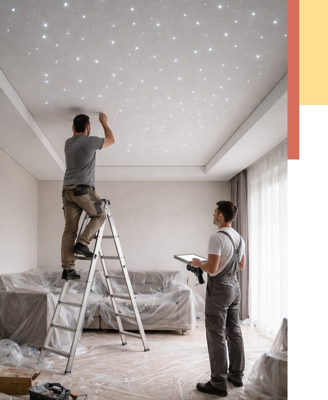 Монтаж натяжного потолка «звездное небо» в Сарапуле от 6711 руб. | ОТДЕЛОЧНИК-Срл