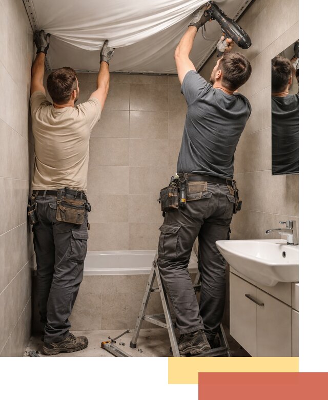 Монтаж натяжного потолка в ванной в Сарапуле быстро и качественно