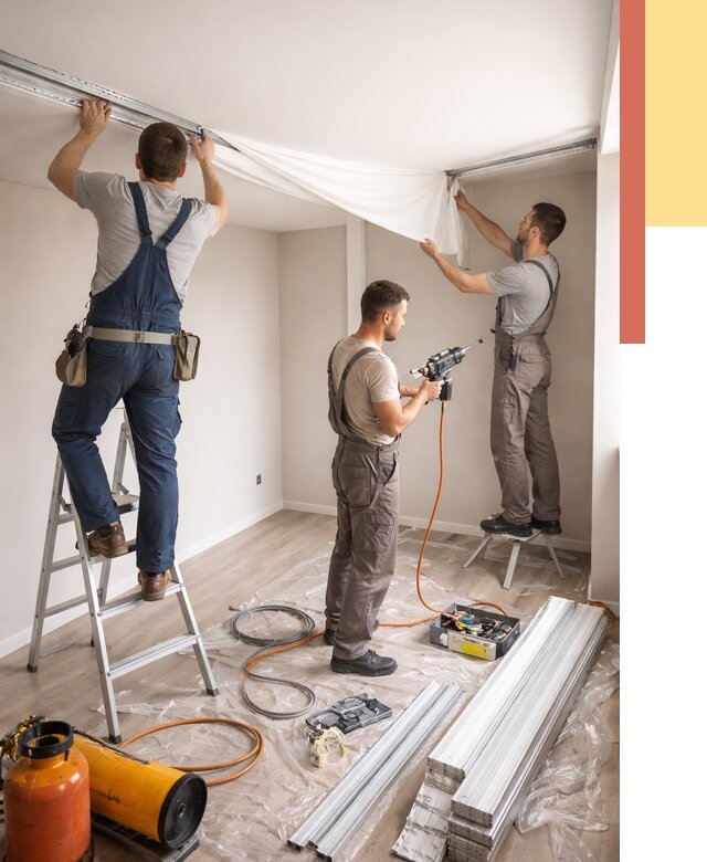 Монтаж натяжного потолка в студии в Сарапуле от 5678 руб. — быстро и недорого | ОТДЕЛОЧНИК-Срл