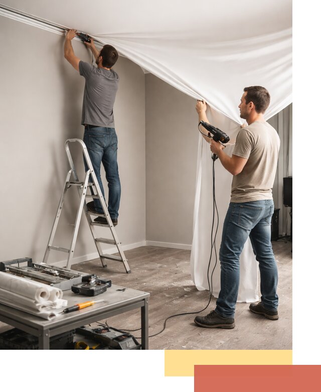 Монтаж натяжного потолка в студии в Сарапуле