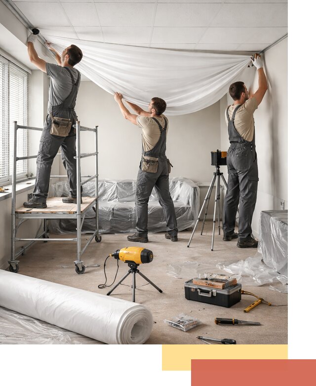 Монтаж натяжного потолка в офисе в Сарапуле