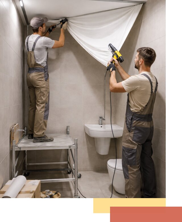 Монтаж натяжного потолка в санузле в Сарапуле