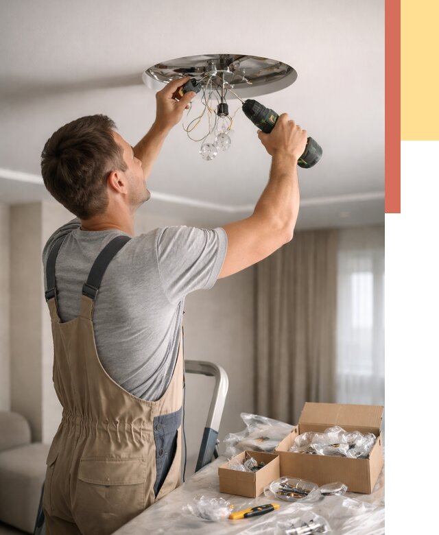 Установка люстры в натяжной потолок в Сарапуле от 1239 руб. | Быстро и недорого — ОТДЕЛОЧНИК-Срл