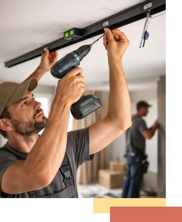 Установка трековых светильников в натяжной потолок в Сарапуле