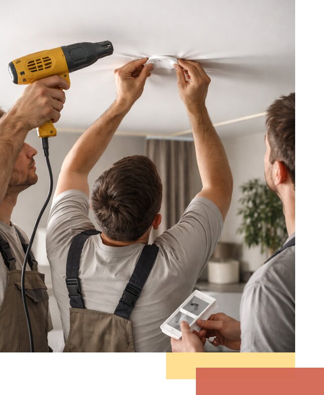 Ремонт прокола полотна натяжного потолка в Сарапуле