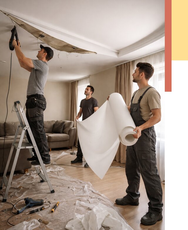 Замена полотна натяжного потолка в Сарапуле от 9808 руб. быстро и недорого | ОТДЕЛОЧНИК-Срл