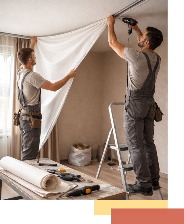 Замена полотна натяжного потолка в Сарапуле быстро и качественно