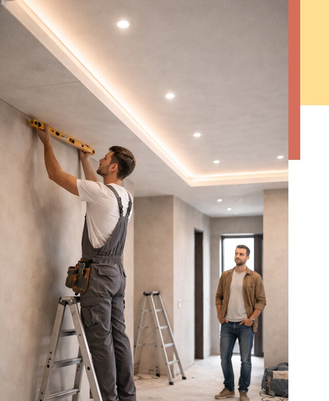 Потолок из гипсокартона с подсветкой в Сарапуле от 774 руб./м2 под ключ | ОТДЕЛОЧНИК-Срл