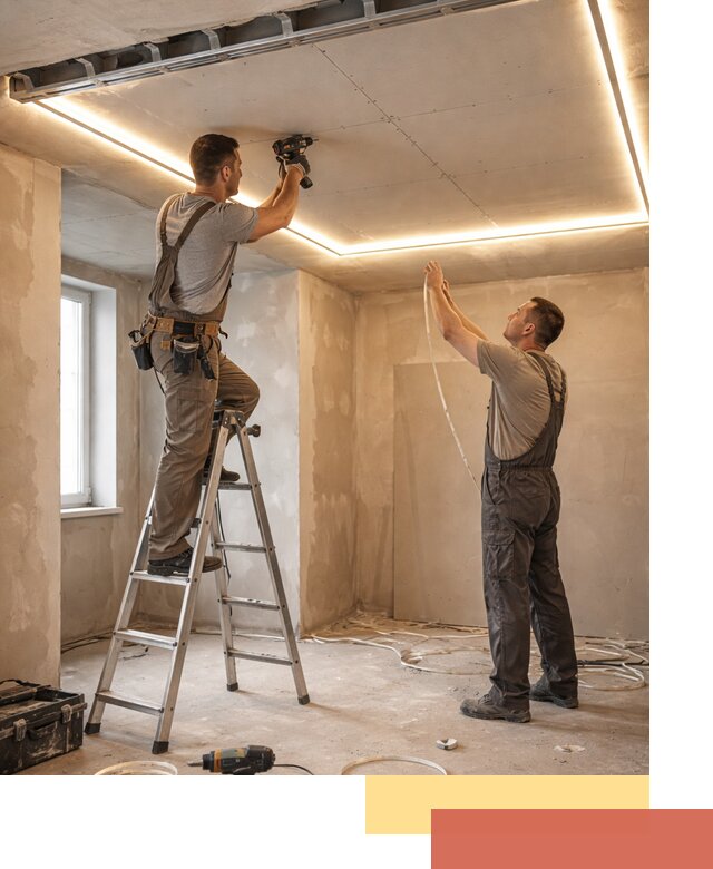 Потолок из гипсокартона с подсветкой в Сарапуле