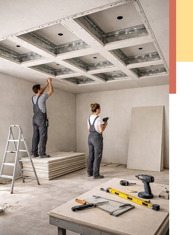 Кессонный потолок из гипсокартона в Сарапуле от 1910 руб. — монтаж и под ключ | ОТДЕЛОЧНИК-Срл