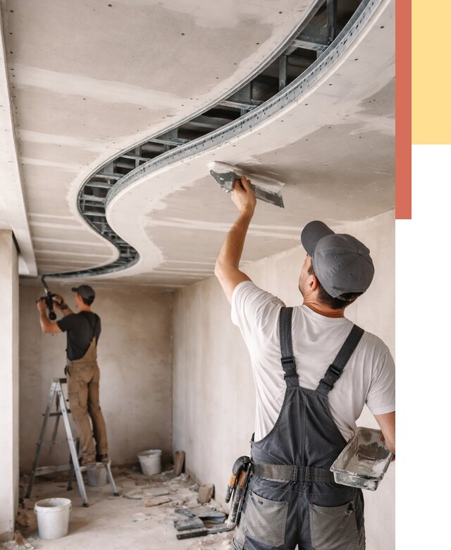 Криволинейный потолок из гипсокартона в Сарапуле от 2168 руб./м2 | ОТДЕЛОЧНИК-Срл