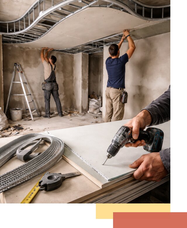 Криволинейный потолок из гипсокартона в Сарапуле — монтаж и отделка