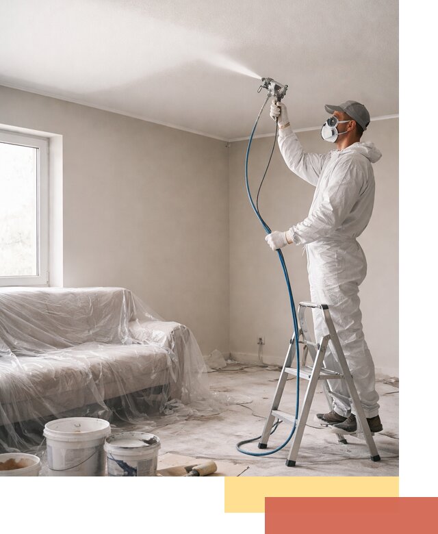 Покраска потолка краскопультом в Сарапуле быстро и качественно