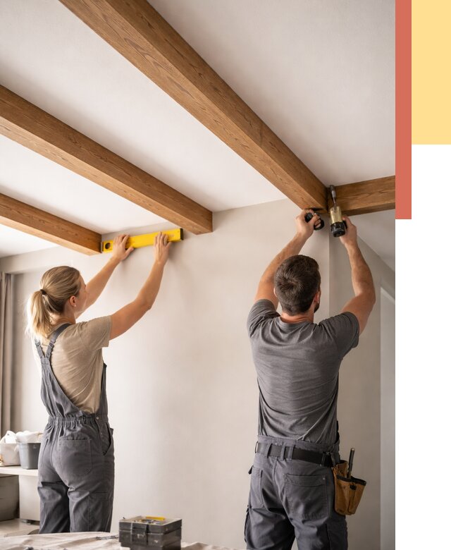 Монтаж декоративных балок на потолок в Сарапуле от 4336 руб. — ОТДЕЛОЧНИК-Срл